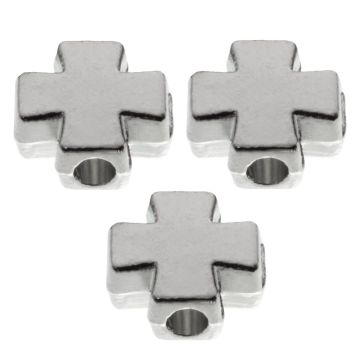Metallperlen Kreuz (8 x 8 x 3.8 mm) Altsilber (40 Stück)