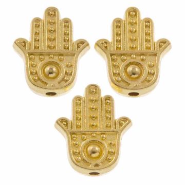 Metallperlen Hamsa (12 x 10 x 2.5 mm) Gold (10 Stück)