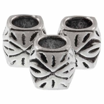 Metallperlen Großes Loch (8 x 8 mm) Altsilber (25 Stück)