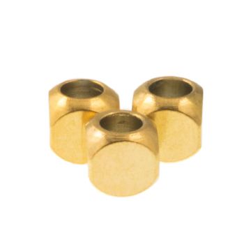 Edelstahl Perlen Würfel Grosses Loch (6 x 6 mm) Gold (10 Stück)