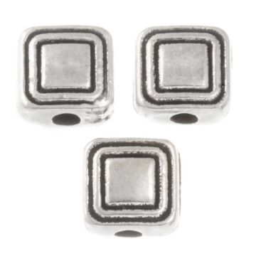 Metallperlen (6.5 x 3 mm) Altsilber (10 Stück)