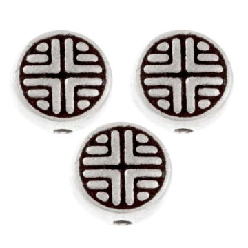 Metallperlen (6.5 x 3 mm) Altsilber (10 Stück)