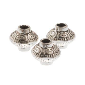 Metallperlen (6 x 5 mm) Altsilber (30 Stück)