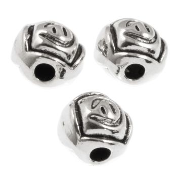 Tibetische Metallperlen (7 mm) Altsilber (25 Stück)