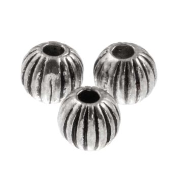 Tibetische Metallperlen (4 mm) Altsilber (35 Stück)