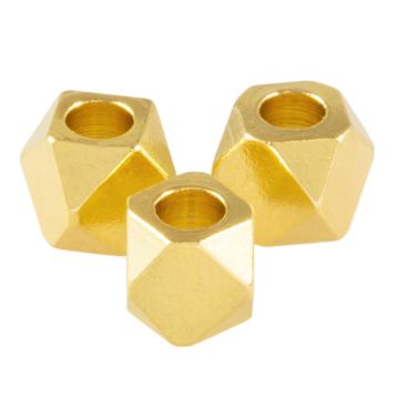 Facettierte Metall Spacer Perlen (2 mm) 24K Gold Plated (25 Stück)
