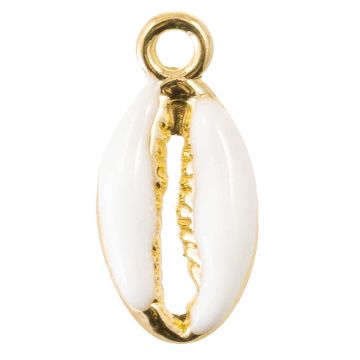 Emaille Charm Kauri Muschel (17 x 8 x 3.5 mm) White (5 Stück)
