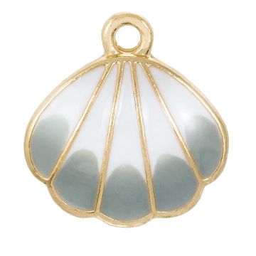 Emaille Charm Muschel (18 x 17 x 3 mm) Grey (5 Stück)