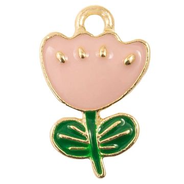 Emaille Charm Blume (19 x 12 x 2.5 mm) Soft Pink (5 Stück)