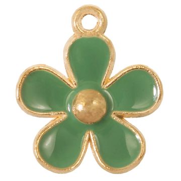 Emaille Charm Blume (21 x 18 x 3 mm) Sage Green (5 Stück)