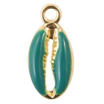Emaille Charm Kauri Muschel (17 x 8 x 3.5 mm) Petrol (5 Stück)
