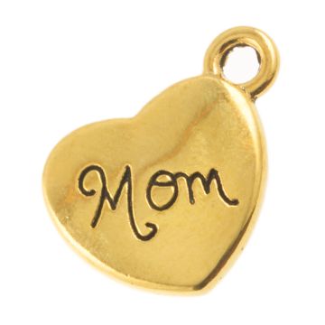 Charm Herz Mom (18 x 14 mm) Gold (10 Stück)