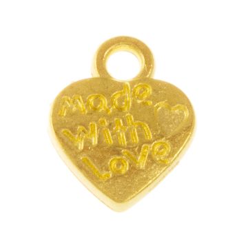 Charm Herz Made with Love (12 x 10  x 1 mm) Gold (25 Stück)