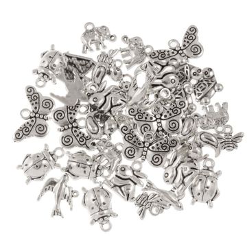 Charm Mischung Tiere (9.5 - 21 x 11 - 11 mm) Altsilber (40 Stück)