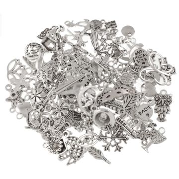 Charm Mischung (8 - 22 x 6 - 20 mm) Altsilber (100 Stück)