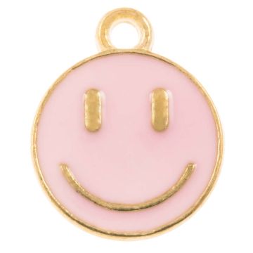 Emaille Charm Smiley (14.5 x 12 x 1.5 mm) Soft Pink (5 Stück)