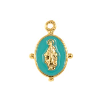 Emaille Charm Maria (19 x 13 x 2 mm) Cyan (1 Stück)