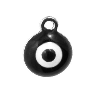 Emaille Charm Evil Eye (12 x 10 x 7 mm) Black (3 Stück)
