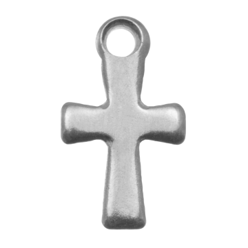 Edelstahl Charm Kreuz (12 x 7 x 0.8 mm) Altsilber (25 Stück)