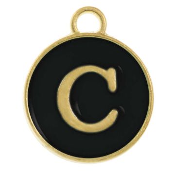Emaille Charm Buchstabe C (14 x 12 x 2 mm) Black (1 Stück)