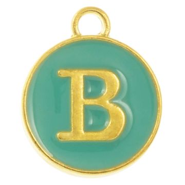 Emaille Charm Buchstabe B (14 x 12 x 2 mm) Turquoise (1 Stück)