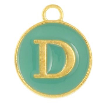Emaille Charm Buchstabe D (14 x 12 x 2 mm) Turquoise (1 Stück)
