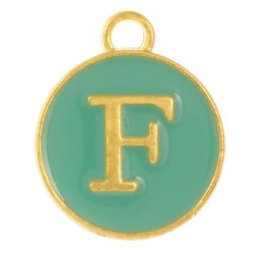 Emaille Charm Buchstabe F (14 x 12 x 2 mm) Turquoise (1 Stück)