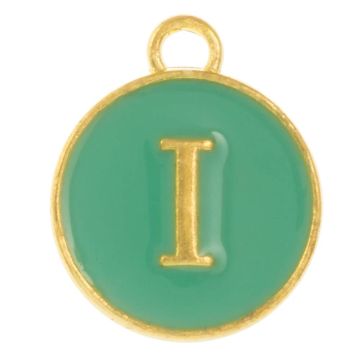 Emaille Charm Buchstabe I (14 x 12 x 2 mm) Turquoise (1 Stück)