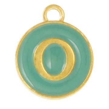 Emaille Charm Buchstabe O (14 x 12 x 2 mm) Turquoise (1 Stück)