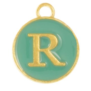 Emaille Charm Buchstabe R (14 x 12 x 2 mm) Turquoise (1 Stück)