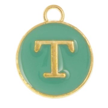 Emaille Charm Buchstabe T (14 x 12 x 2 mm) Turquoise (1 Stück)