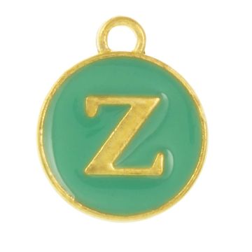 Emaille Charm Buchstabe Z (14 x 12 x 2 mm) Turquoise (1 Stück)