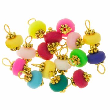 Polymer Charm Diskus (12 x 7 x 3.5 mm) Mix Color - Gold (15 Stück)  