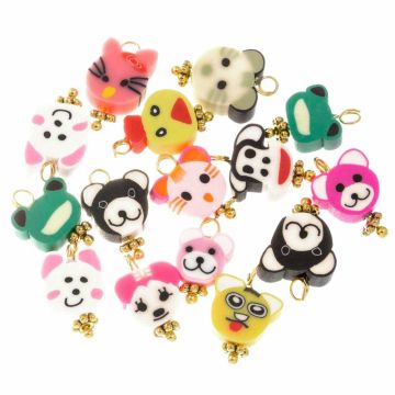 Polymer Charm Tiere (14.5 x 9 x 4.5 mm) Mix Color - Gold (10 Stück)  