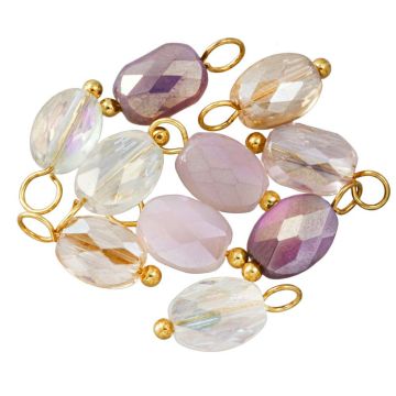 Facettierter Galvanisierter Glas Charm (13 - 14 x 6 - 6.5 x 4 - 4.5 mm) Sparkling Lavender-Gold (10 Stück)