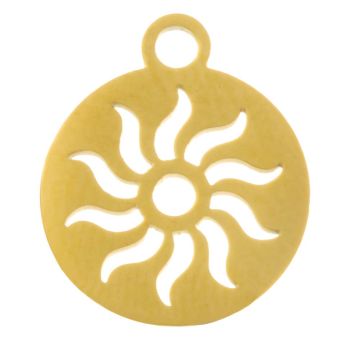 Edelstahl Charm Sonne (14 x 12 x 1 mm) Gold (2 Stück)