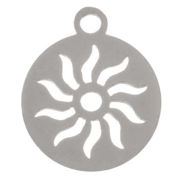 Edelstahl Charm Sonne (14 x 12 x 1 mm) Altsilber (2 Stück)