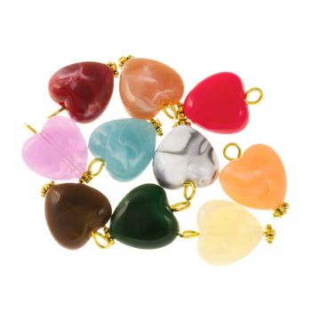 Acryl Pendant Herz (19.5 x 14 x 7 mm) Mix Color - Gold (10 Stück)