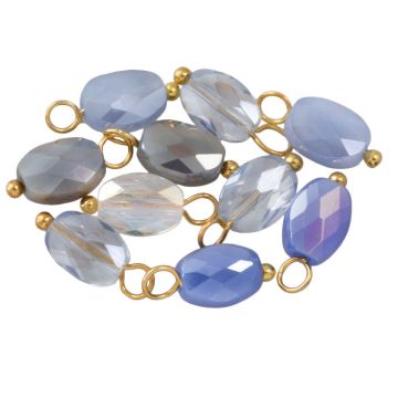 Galvanisierter Facettierter Glas Charm (13 - 14 x 6 - 6.5 x 4 - 4.5 mm) Sparkling Grape-Gold (10 Stück)