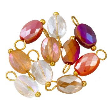 Glas Charm Mischung (13 - 14 x 6 - 6.5 x 4 - 4.5 mm) Crystal Flame-Gold (10 Stück)