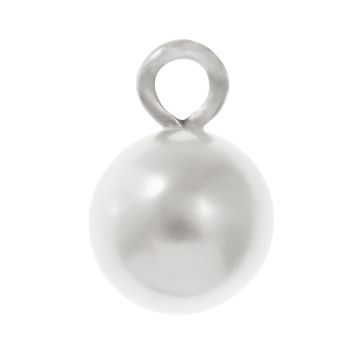 Kunstharz Charm Perle (15 x 10 mm) White-Altsilber (10 Stück)