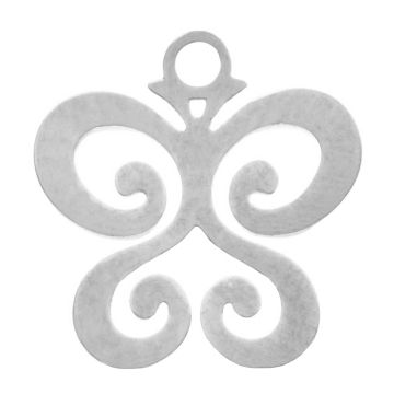 Edelstahl Charm Schmetterling (12.5 x 11.5 x 1 mm) Altsilber (4 Stück)