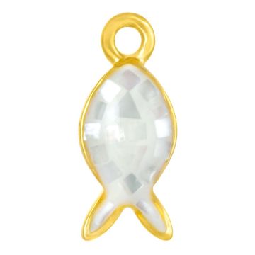Muschel Charm Fisch (12 x 5 x 3 mm) Pearl White (1 Stück)