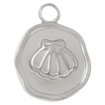 Edelstahl Charm Muschel (16.5 x 13 x 2 mm) Altsilber (2 Stück)