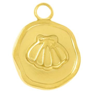 Edelstahl Charm Muschel (16.5 x 13 x 2 mm) 18K Gold Ion Plated (2 Stück)