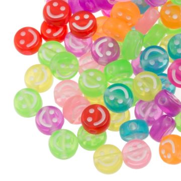 Acryl Smiley Perlen Verschiedene Mimiken (10 x 5 mm) Mix Color-White (100 Stück)