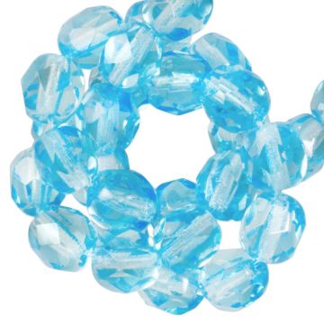 DQ Feuerpolierte Facettperlen (6 mm) Aqua (25 Stück)