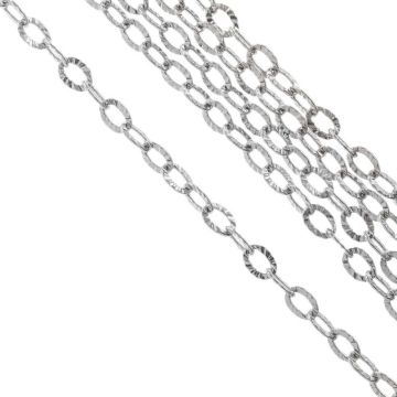 Edelstahl Gliederkette (3.5 x 2.5 x 0.4 mm) Altsilber (10 Meter)