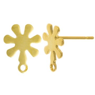 Edelstahl Ohrstecker Blume mit Verschluss (11 x 9 mm) Gold  (4 Stück)