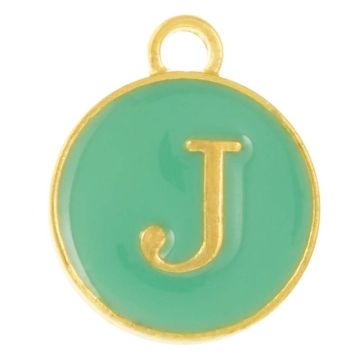 Emaille Charm Buchstabe J (14 x 12 x 2 mm) Turquoise (1 Stück)